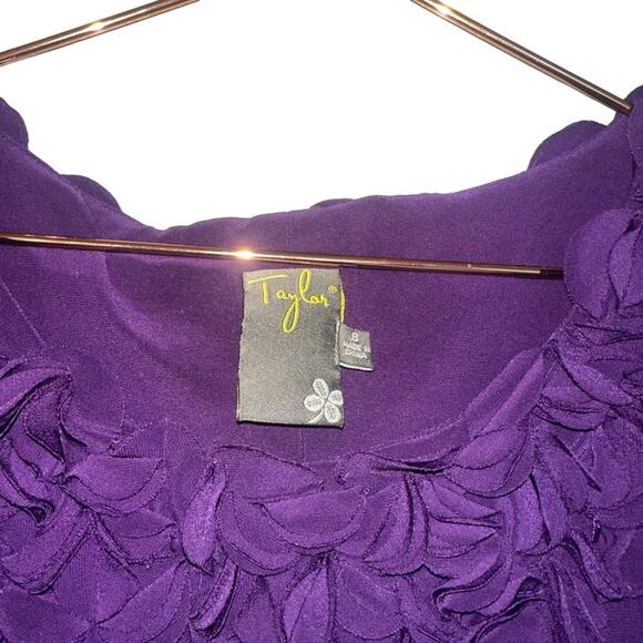 Taylor Dresses Shift Sheath Dress - Ruffle Collar - Size 8 - Picture 4 of 7